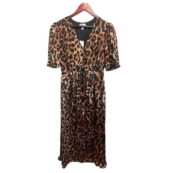 The Drop Women's Brown/Black Leopard Print Button-Front Dress, New with Tags - Picture 4 of 7